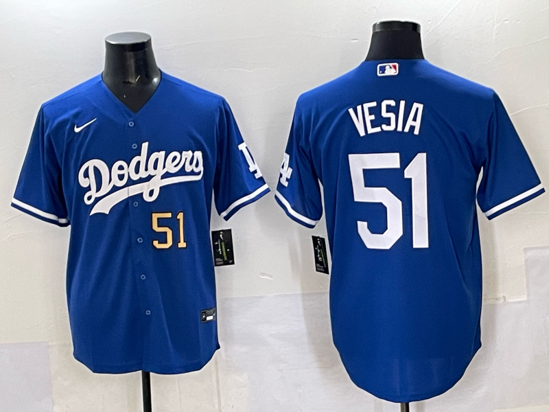 Men Los Angeles Dodgers #51 Vesia Blue Nike MLB 2025 Jersey style 07